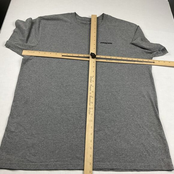Patagonia XL T-Shirt Gray Logo Graphic Print Tee Outdoors Hiking Short Sleeve - Picture 6 of 10
